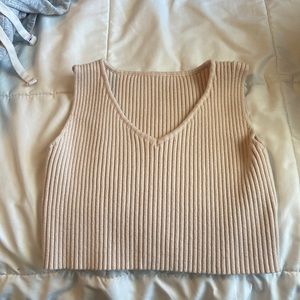 Beige Ribbed Crop Top Size Small